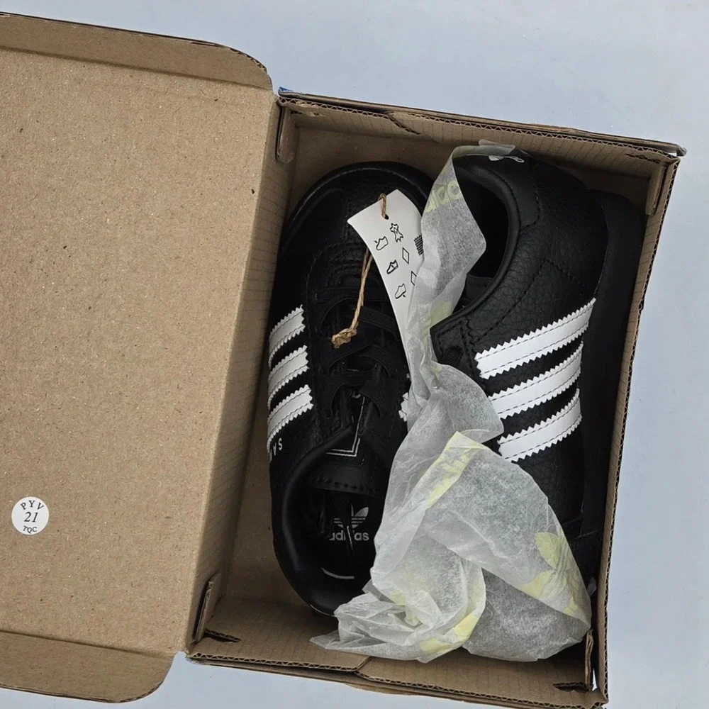 Adidas Samoa I Toddler‎ Shoes Black White Stripes Classic Sneakers 7K